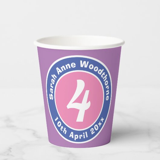 Kinderfeestdag feestdag met leeftijd papieren bekers (Voorkant)