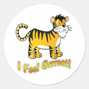 Kinderfeestje Tiger Tiger ik voel me geweldig Ronde Sticker