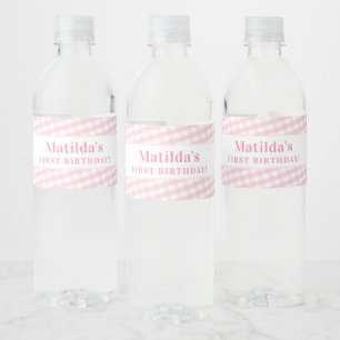 KINDERFEESTJE vintage geruite patroon meisje licht Waterfles Etiket