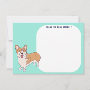 Kinderflat panel Corgi dank u Bedankkaart