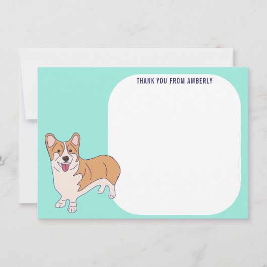 Kinderflat panel Corgi dank u Bedankkaart (Voorkant)