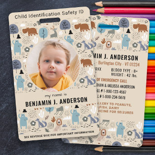 Kinderfoto ID Nood Cute Bosdieren Kids Badge