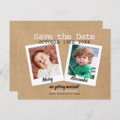 Kinderfoto's Bewaar de Datum Boho Rustiek Aankondigingskaart (Voorkant / Achterkant)