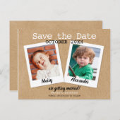 Kinderfoto's bewaren datum roestig boho aankondigingskaart (Voorkant / Achterkant)