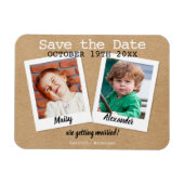 Kinderfoto's Rustieke Kraft Save the Date Boho Magneet (Horizontaal)
