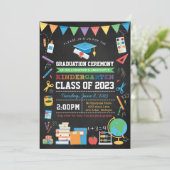 Kindergarten Afstuderen Chalkboard - Elk jaar bewe Kaart (Staand voorkant)