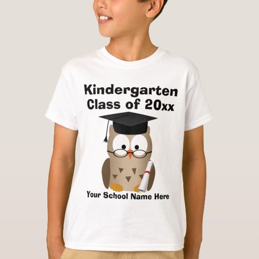 Kindergarten Afstuderen Custom Wise Owl Kinder T-shirt (Voorkant)