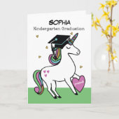Kindergarten Afstuderen gefeliciteerd Unicorn Kaart (Gele Bloem)