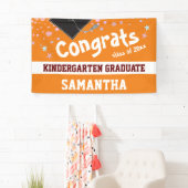 Kindergarten Afstuderen Oranje Confetti Foto Spandoek (Insitu)