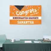 Kindergarten Afstuderen Oranje Confetti Foto Spandoek (Beurs)