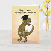 Kindergarten Afstuderen T-Rex Dinosaur Kaart (Gele Bloem)