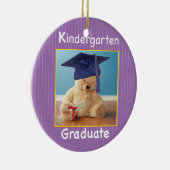 Kindergarten Afstuderen Teddy Bear op Paars Keramisch Ornament (Rechts)