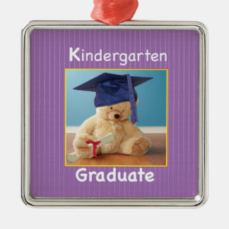 Kindergarten Afstuderen Teddy Bear op Paars Metalen Ornament