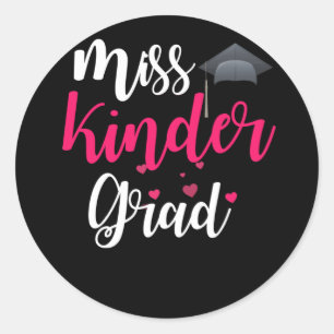 Kindergarten Afstuderen voor meisje Miss Kinder Af Ronde Sticker