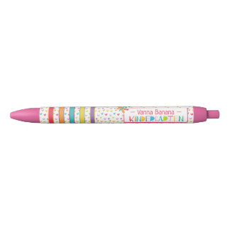Kindergarten Crayon Colors Hearts Stripe Butterfly Zwarte Inkt Pen