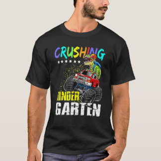 Kindergarten Dinosaur Monster Truck Back T-shirt