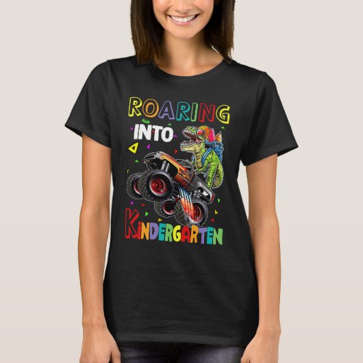Kindergarten Dinosaur Monster Truck Terug T-shirt (Voorkant)