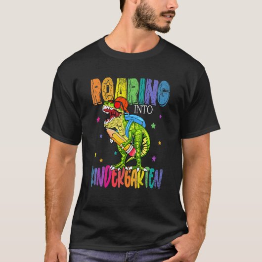 Kindergarten Dinosaur Rex naar school B T-shirt (Voorkant)