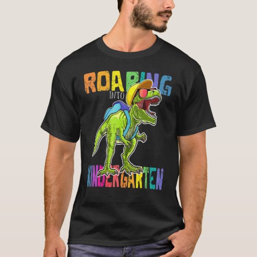 Kindergarten Dinosaur Rex naar school B T-shirt (Voorkant)