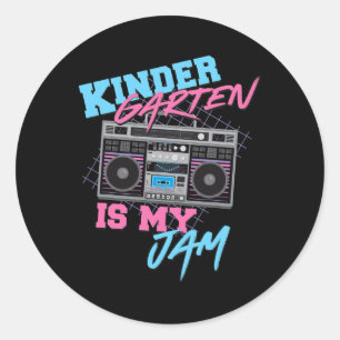 Kindergarten is mijn jam - 80s Boombox Teach Ronde Sticker
