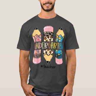 Kindergarten Leider Lopard Pencil Kinder Leraar T-shirt