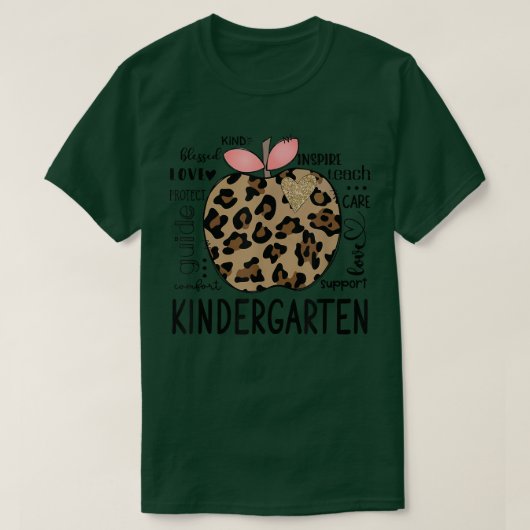 Kindergarten Leopard Apple Teacher Apprecie Gi T-shirt (Design voorkant)
