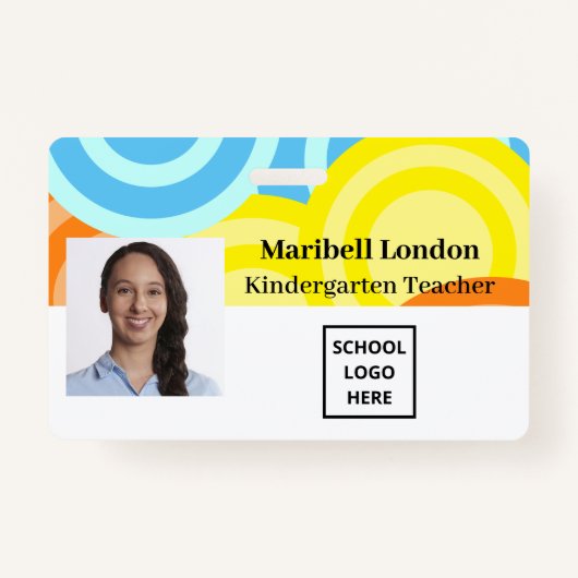 Kindergarten Leraar Colorful Badge (Voorkant)