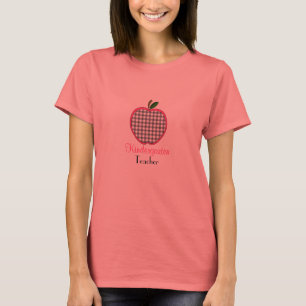 Kindergarten Leraar Shirt - Gray Gingham Apple
