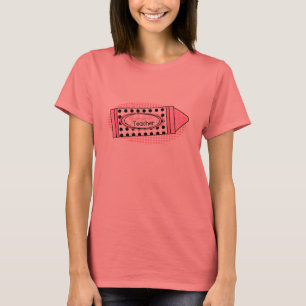 Kindergarten Leraar Shirt - Roze Polka Dot Crayon