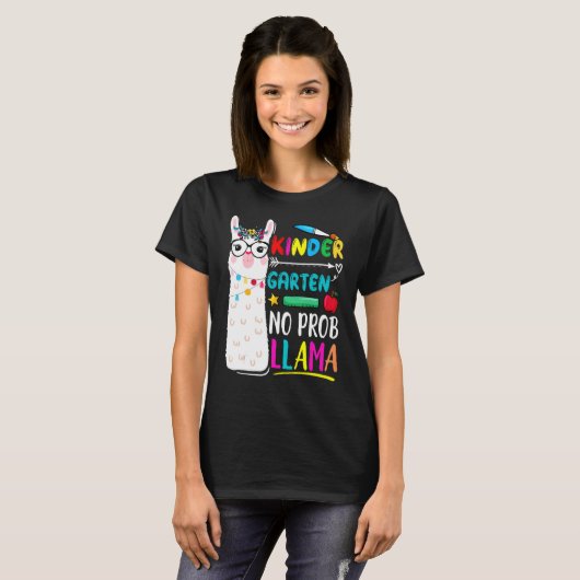 Kindergarten No Prob Llama Teacher Back To School T-shirt (Voorkant volledig)