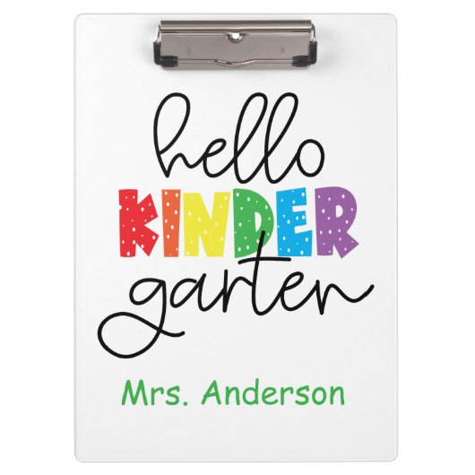 Kindergarten Onderwijzer Hallo Kindergarten Klembord (Voorkant)