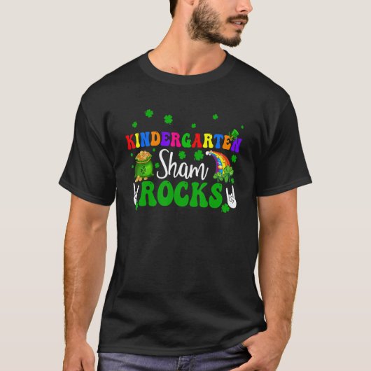 Kindergarten Shamrocks Funny Rock Hands Lover Patr T-shirt (Voorkant)