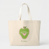 Kindergarten Teacher Pink en Green Apple Grote Tote Bag (Voorkant)