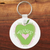 Kindergarten Teacher Pink en Green Apple Sleutelhanger (Voorkant)
