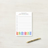 Kindergarten Teacher Rainbow Books To-Do List Post-it® Notes (Op bureau)
