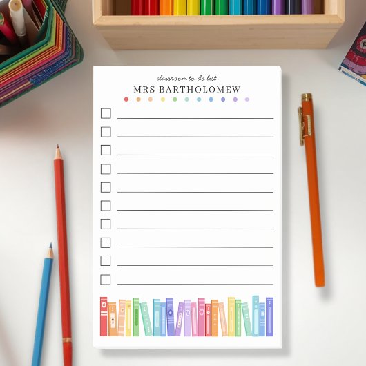Kindergarten Teacher Rainbow Books To-Do List Post-it® Notes
