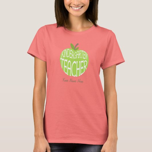 Kindergarten Teacher T Shirt - Green Apple (Voorkant)