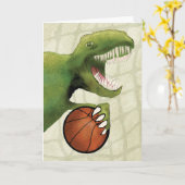 Kindergeboortedag Dinosaur met Basketball Kaart (Gele Bloem)