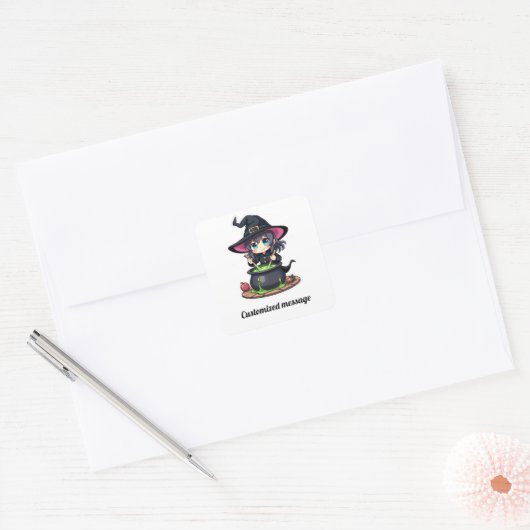 Kinderhalloween Vierkante Sticker (Envelop)