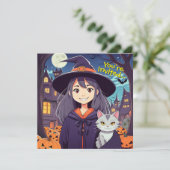 Kinderheksenfeest uitnodiging (Staand voorkant)