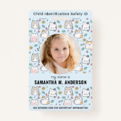 Kinderidentificatie Schattigee kat Kinder foto noo Badge (Voorkant)