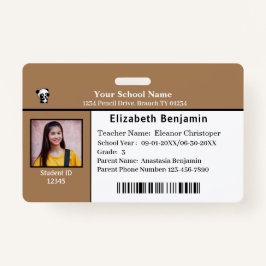Kinderidentiteitskaart Student School Badge