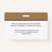 Kinderidentiteitskaart Student School Badge (Achterkant)