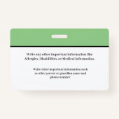 Kinderidentiteitskaart Student School Badge (Achterkant)