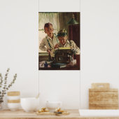  Kinderjongen Krantenjournalisten, schrijver Poster (Keuken)