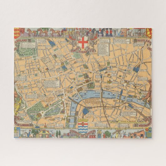 Kinderkaart van Londen, Engeland Legpuzzel (Horizontaal)