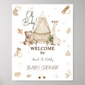 Kinderkamer Boho Botanische Dieren Baby Shower Bud Poster (Voorkant)