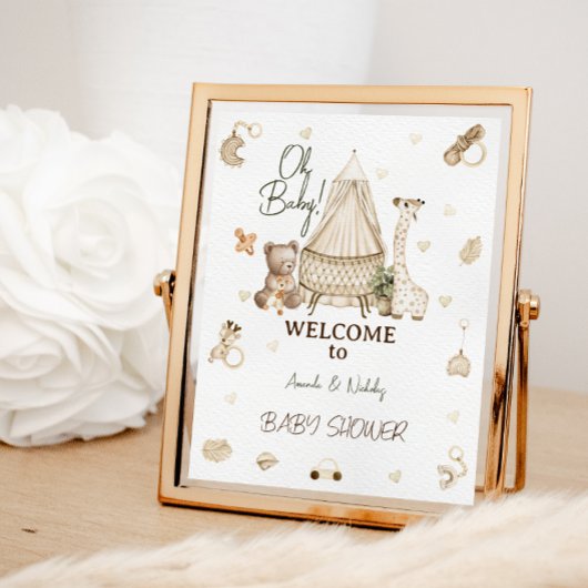 Kinderkamer Boho Botanische Dieren Baby Shower Bud Poster