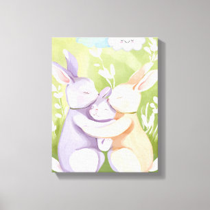 Kinderkamer muurkunst - Canvasprint - Konijnenfami Canvas Afdruk