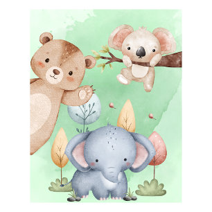 Kinderkamer safari dieren muur kunst poster